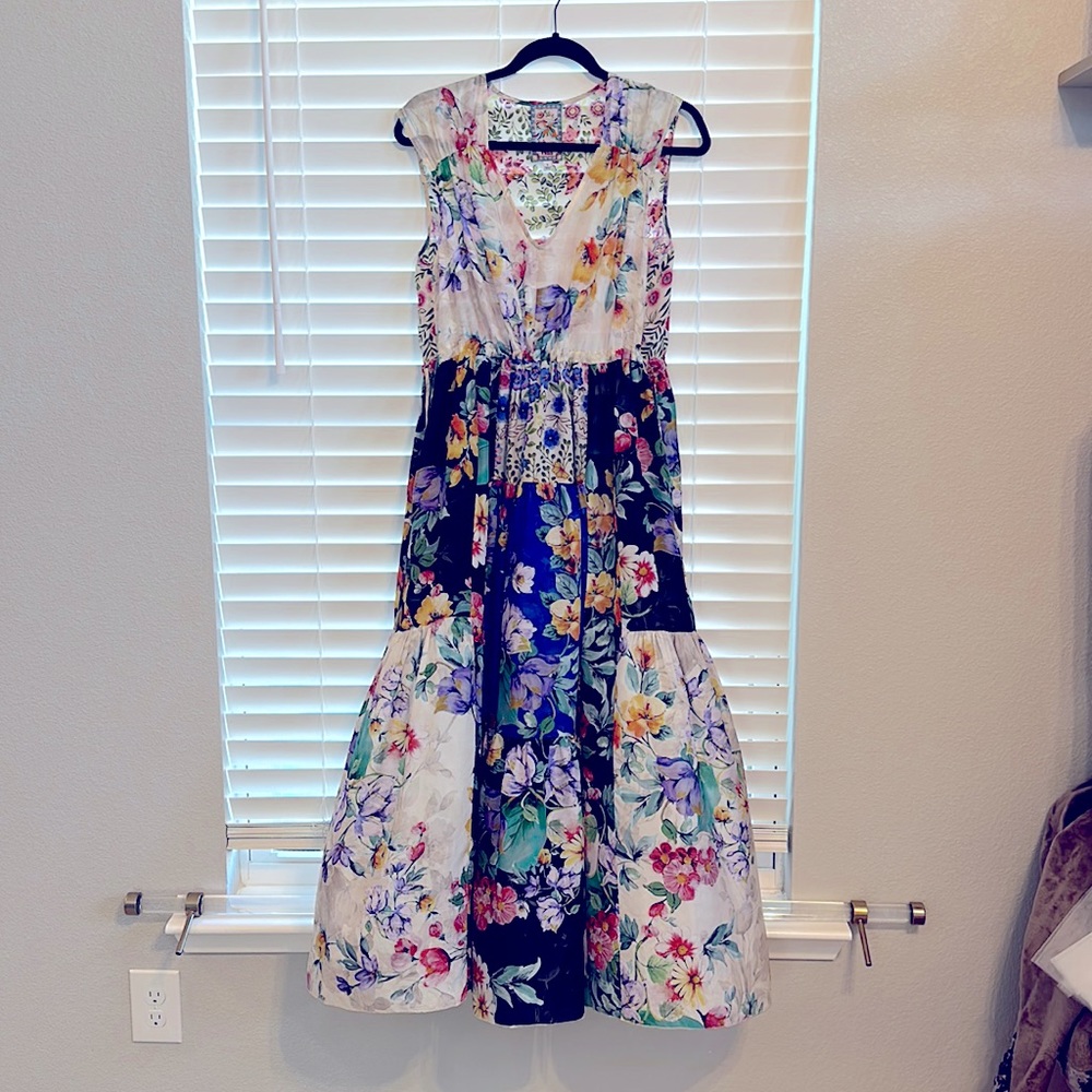 Johnny Was long silk floral dress- Sz S/M (adjustable waist) worn once